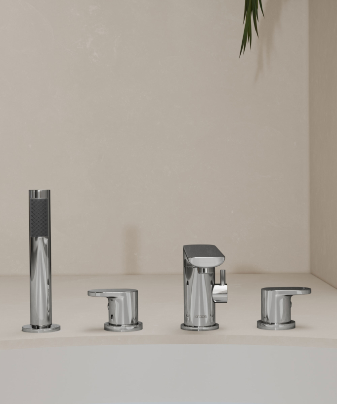 4-Hole Deck-Mounted Bath-Shower Mixer - Chrome - Nunki