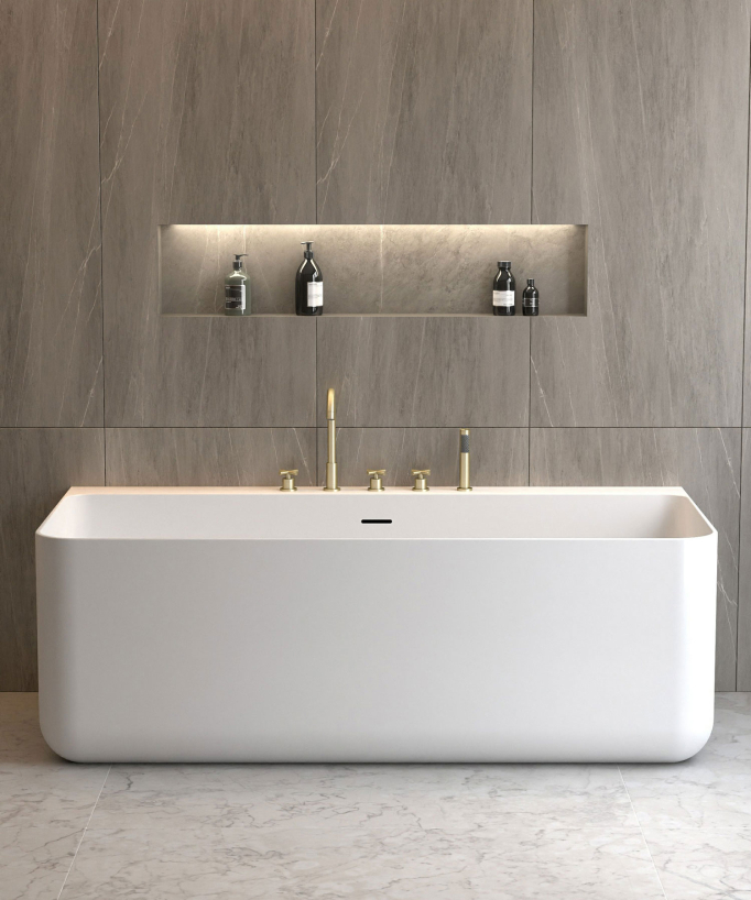 5-Hole Deck-Mounted Bath-Shower Mixer - Brushed Gold - Corbeau