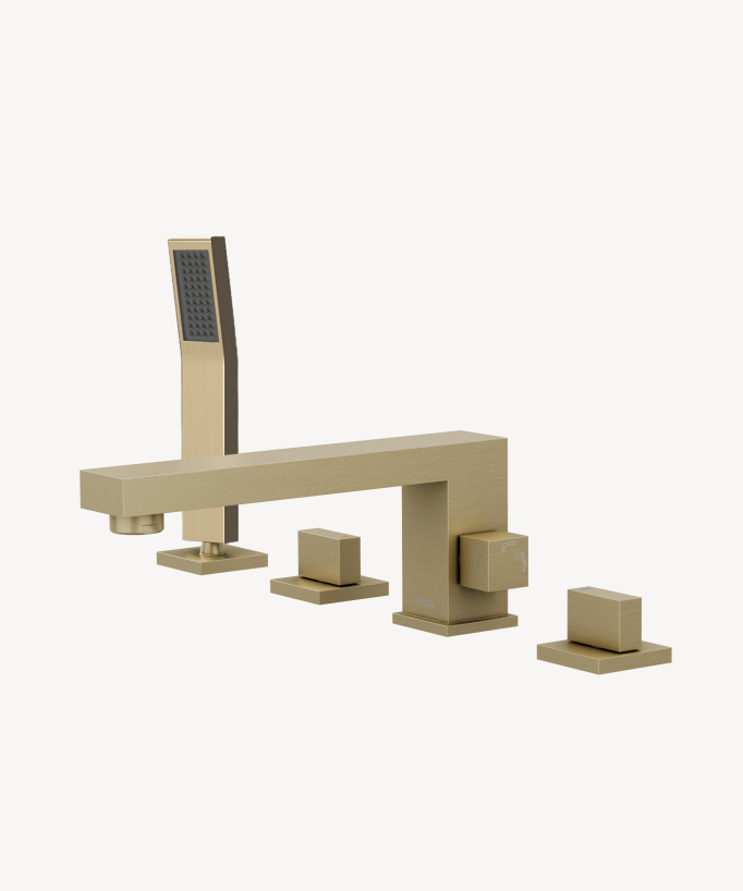 4-Hole Deck-Mounted Bath-Shower Mixer - Brushed Gold - Sirius