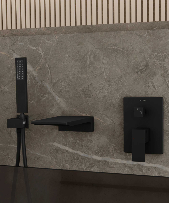 Concealed Bath Mixer Tap - Black - Thilia