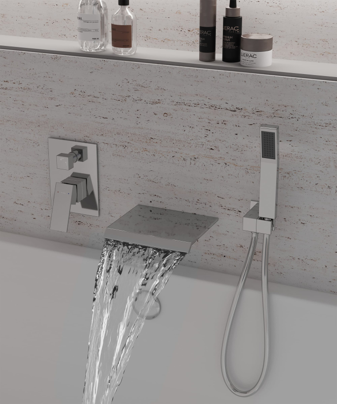 Concealed waterfall bath-shower mixer chrome - Sirius