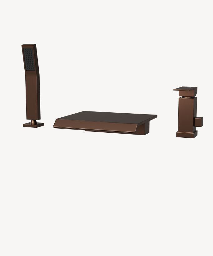 3-hole deck-mounted waterfall bath mixer tap – Sirius
