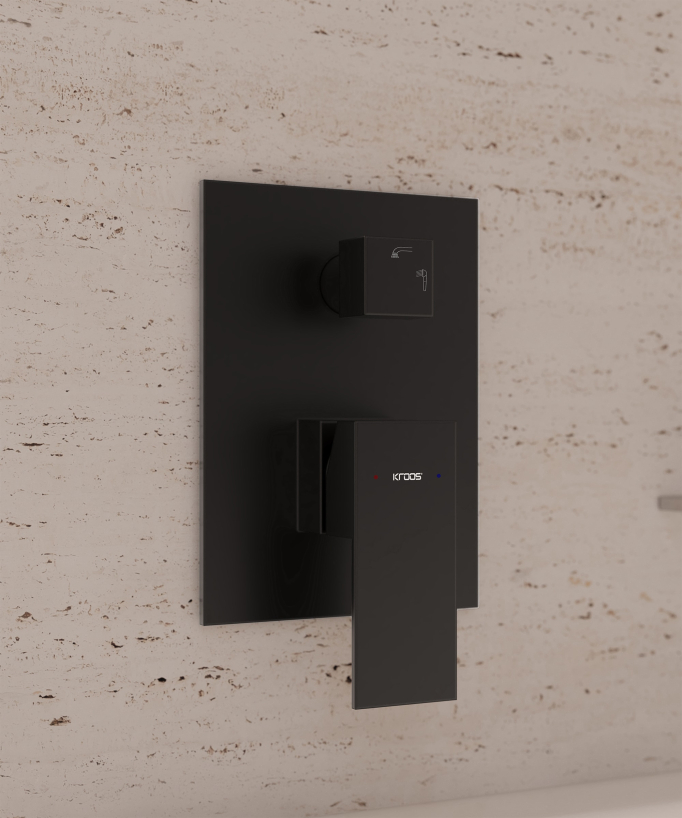 Concealed waterfall bath-shower mixer black - Sirius