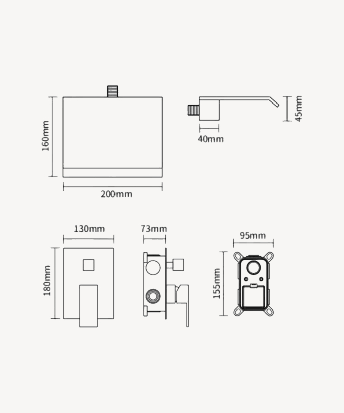 Concealed waterfall bath-shower mixer black - Sirius