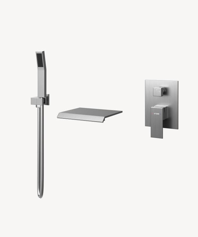 Concealed wall-mounted waterfall bath-shower mixer set – Sirius