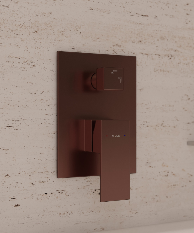 Concealed waterfall bath-shower mixer brushed rose gold - Sirius