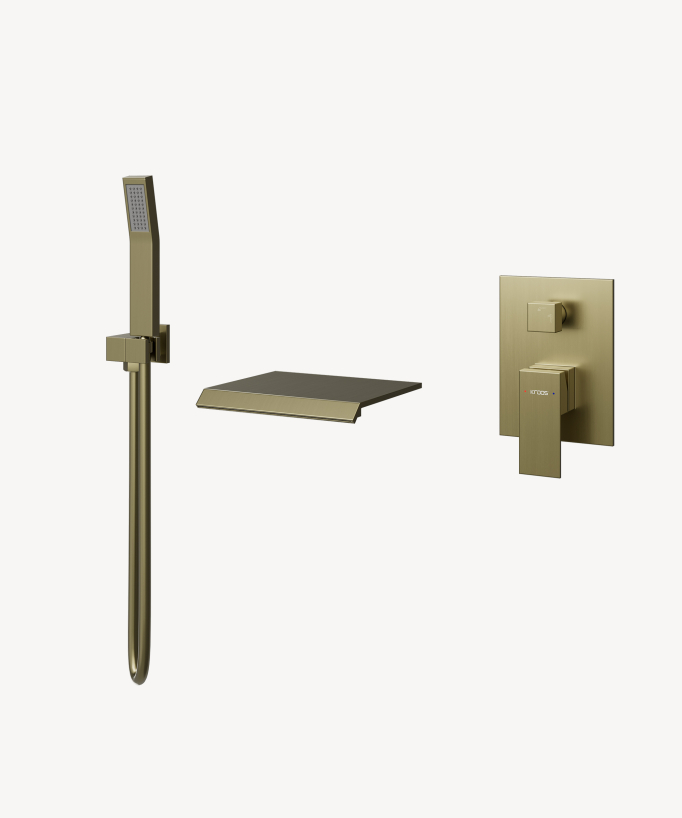 Concealed waterfall bath-shower mixer brushed gold - Sirius