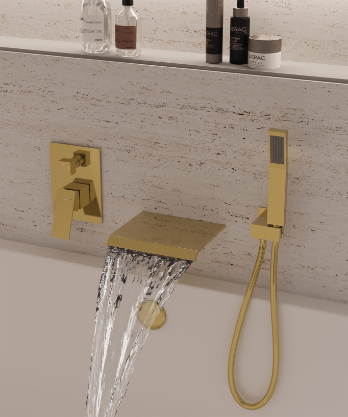 Concealed waterfall bath-shower mixer gold - Sirius