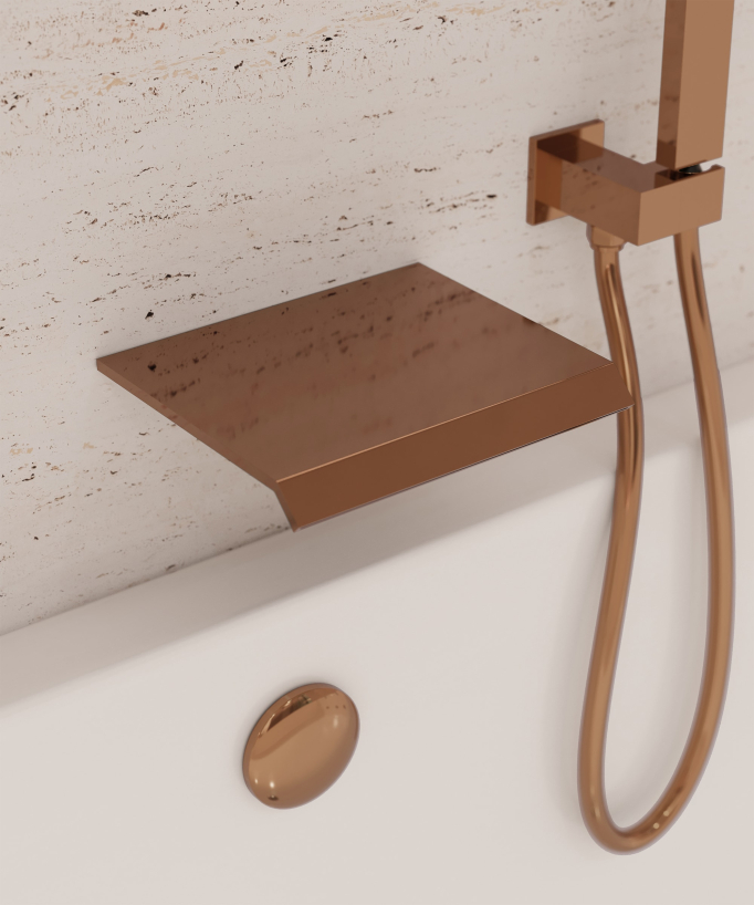Concealed waterfall bath-shower mixer rose gold - Sirius