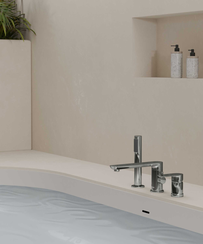 3-Hole Deck-Mounted Bath-Shower Mixer - Chrome - Nunki