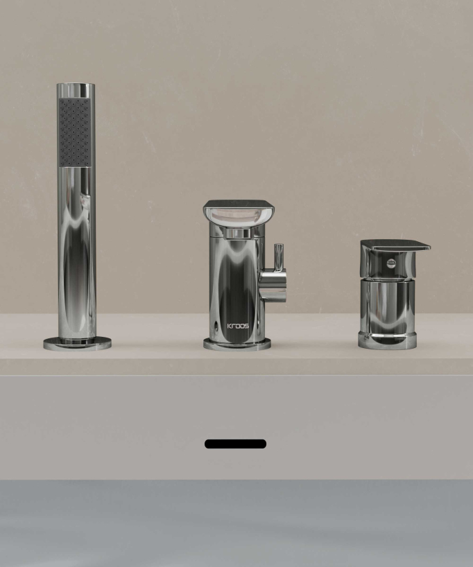 3-Hole Deck-Mounted Bath-Shower Mixer - Chrome - Nunki