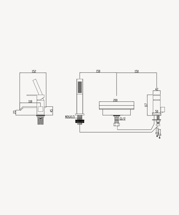 3-hole deck-mounted waterfall bath mixer chrome - Sirius