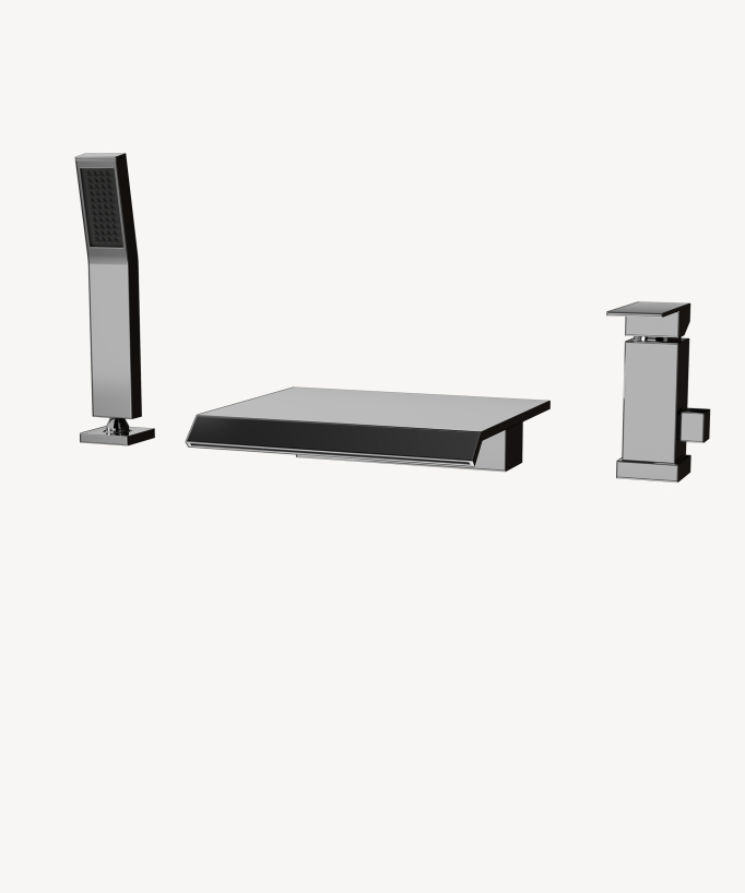 3-hole deck-mounted waterfall bath mixer tap – Sirius
