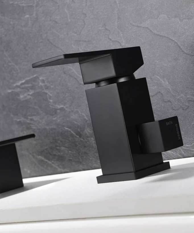 3-hole deck-mounted waterfall bath mixer black - Sirius