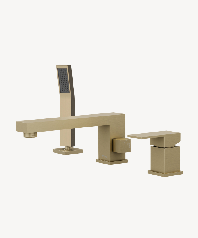 3-Hole Deck-Mounted Bath-Shower Mixer - Brushed Gold - Sirius