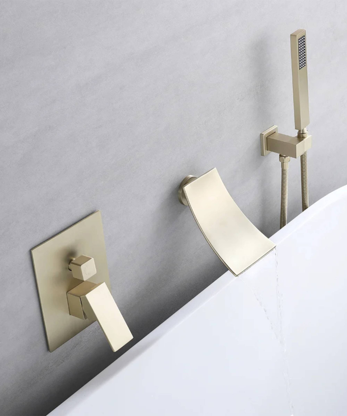 Concealed Waterfall Bath Tap - Brushed Gold - Matera