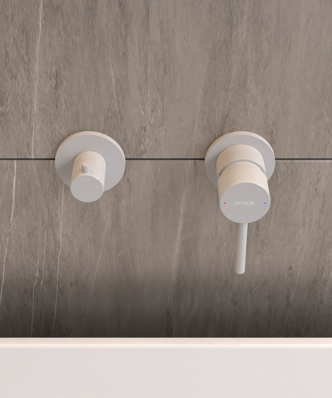 4-Hole Concealed Bath Mixer Tap - White - Corbeau