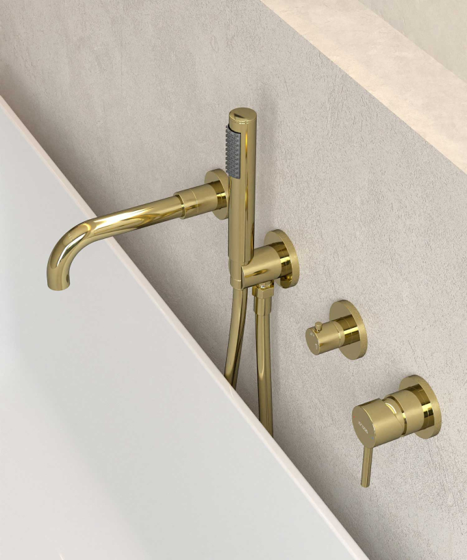 4-Hole Concealed Bath Mixer Tap - Gold - Corbeau