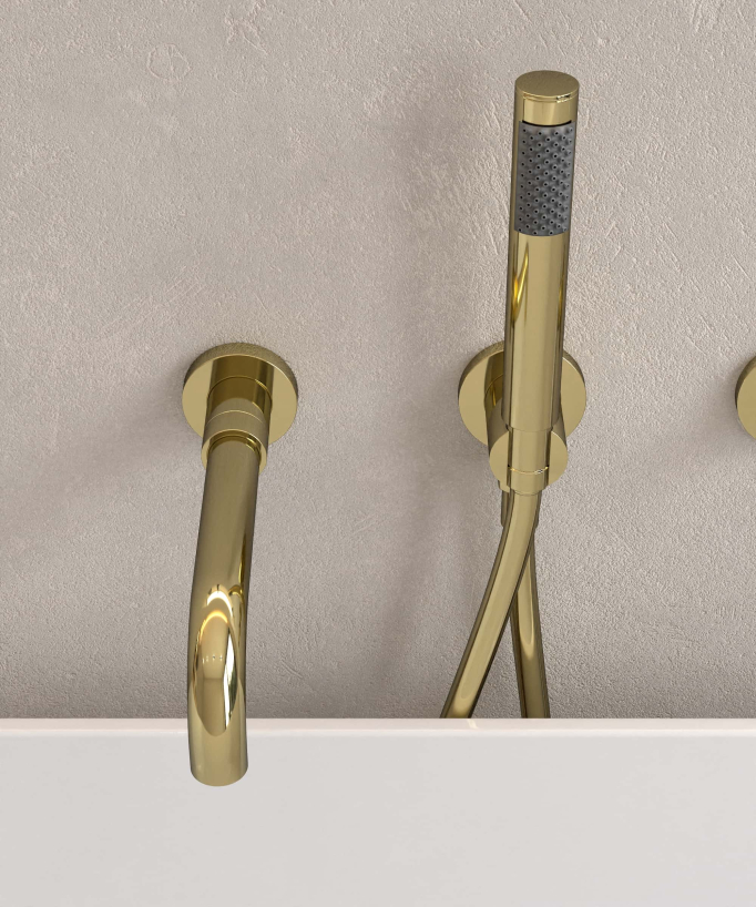 4-Hole Concealed Bath Mixer Tap - Gold - Corbeau
