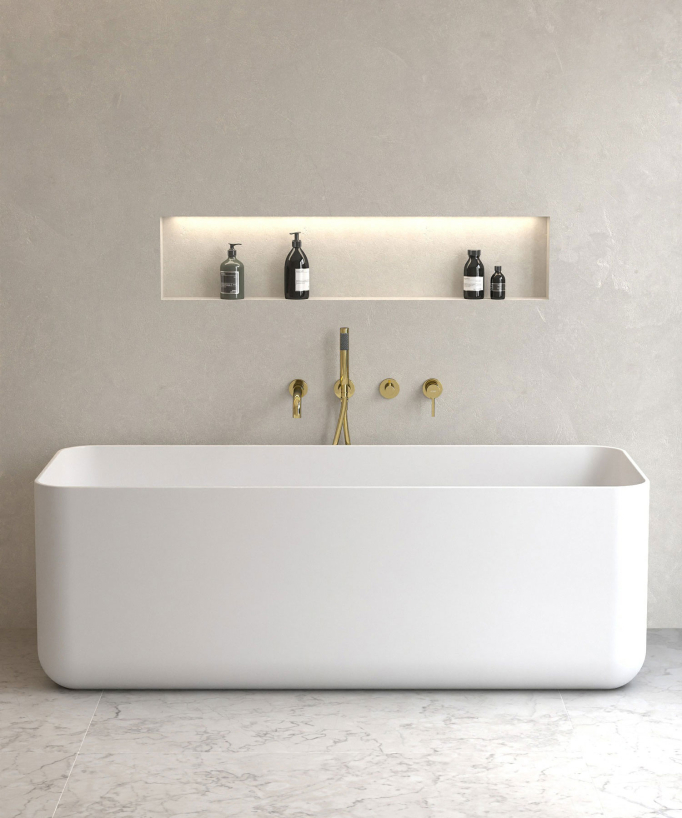 4-Hole Concealed Bath Mixer Tap - Gold - Corbeau