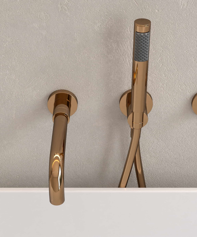 4-Hole Concealed Bath Mixer Tap - Rose Gold - Corbeau