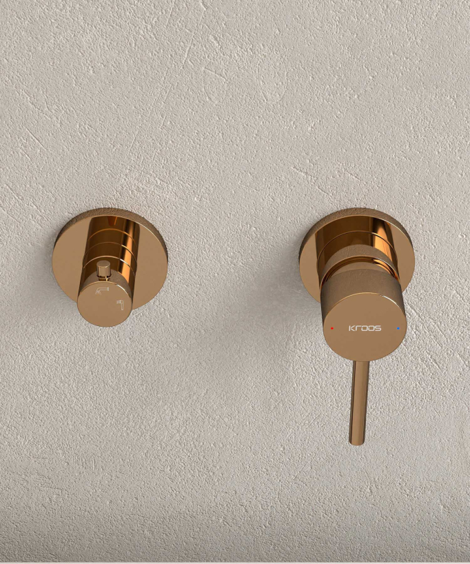 4-Hole Concealed Bath Mixer Tap - Rose Gold - Corbeau