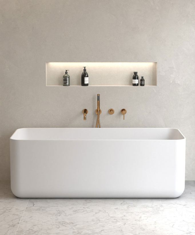 4-Hole Concealed Bath Mixer Tap - Rose Gold - Corbeau