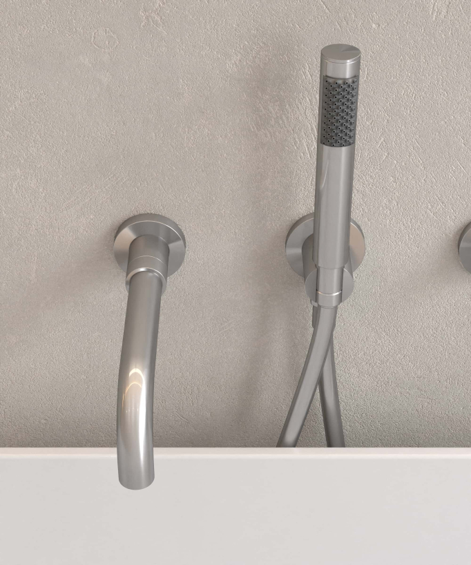 4-Hole Concealed Bath Mixer Tap - Brushed Nickel - Corbeau