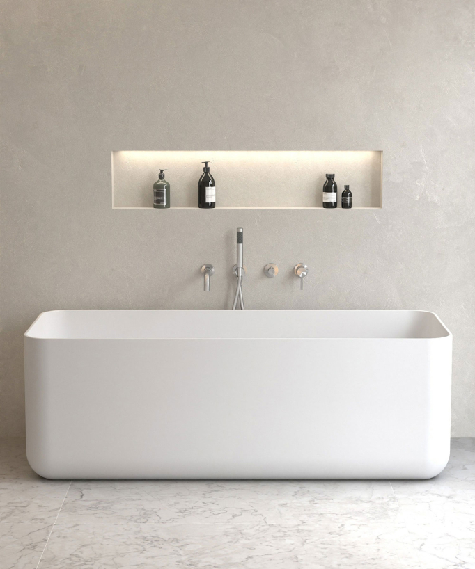 4-Hole Concealed Bath Mixer Tap - Brushed Nickel - Corbeau