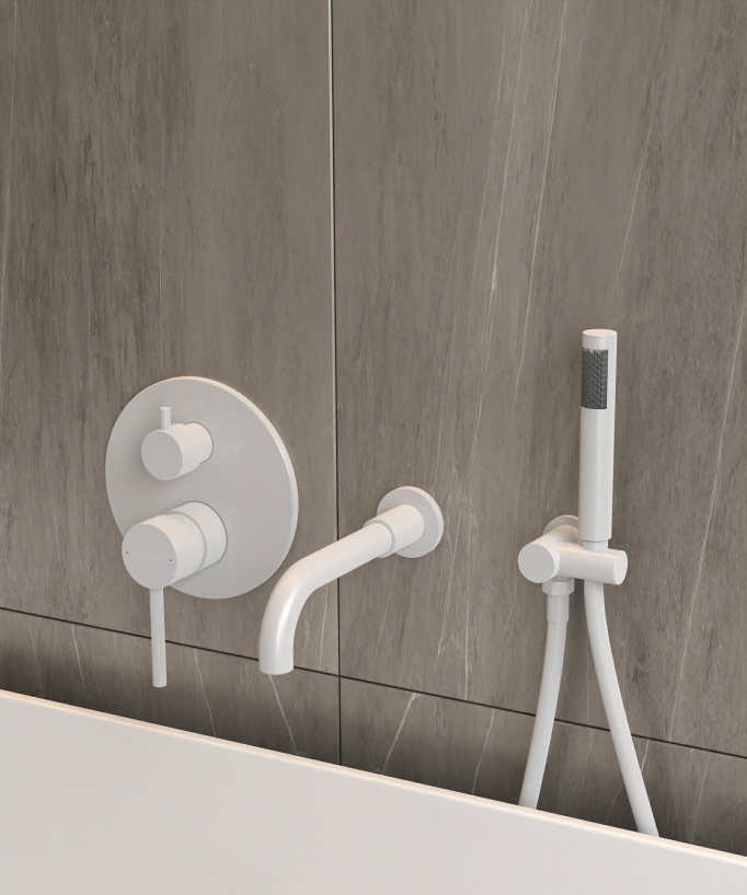 Concealed Bath Mixer Tap - White - Corbeau
