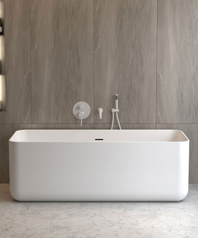 Concealed Bath Mixer Tap - White - Corbeau