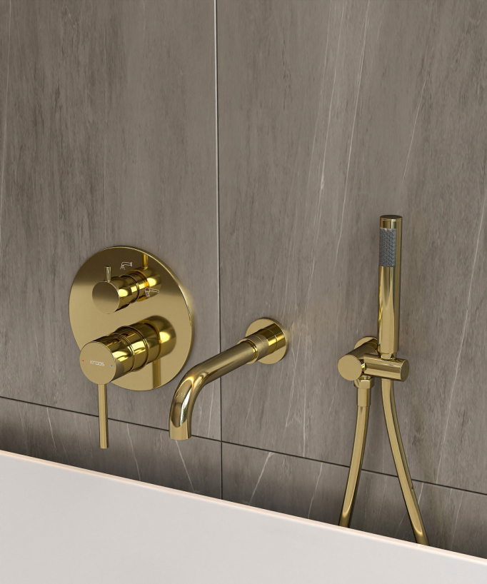 Concealed Bath Mixer Tap - Gold - Corbeau