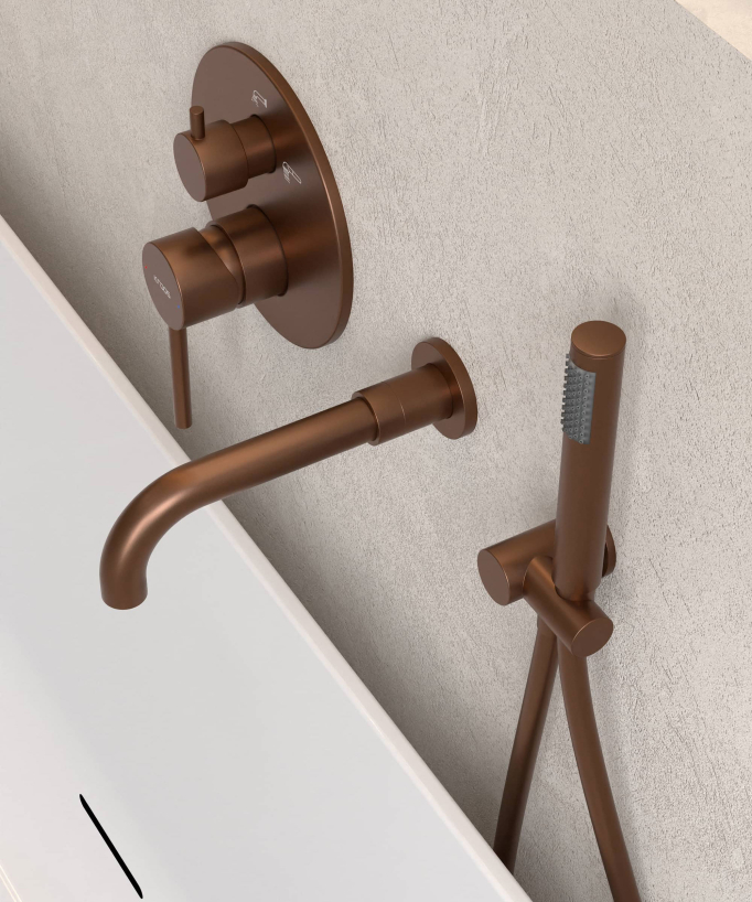 Concealed Bath Mixer Tap - Brushed Rose Gold - Corbeau