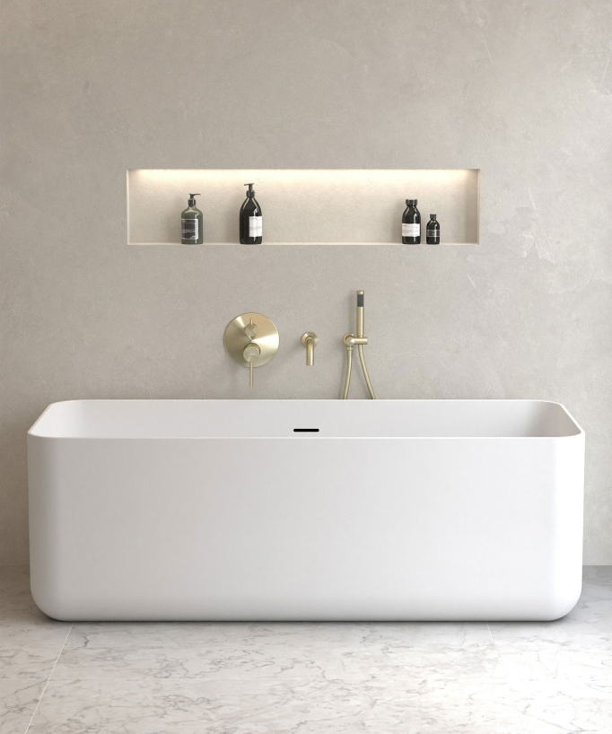 Concealed Bath Mixer Tap - Brushed Gold - Corbeau