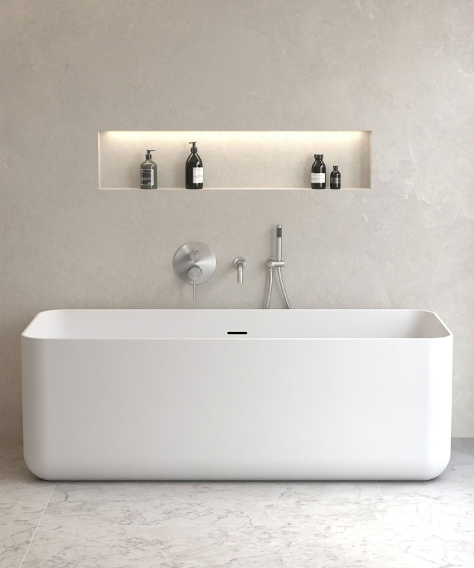Concealed Bath Mixer Tap - Brushed Nickel - Corbeau