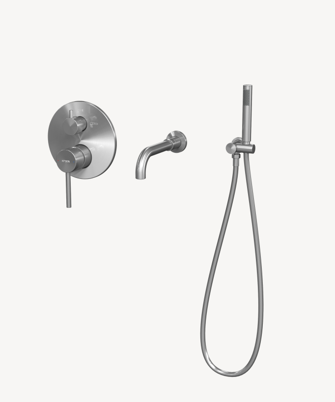 Concealed Bath Mixer Tap - Brushed Nickel - Corbeau