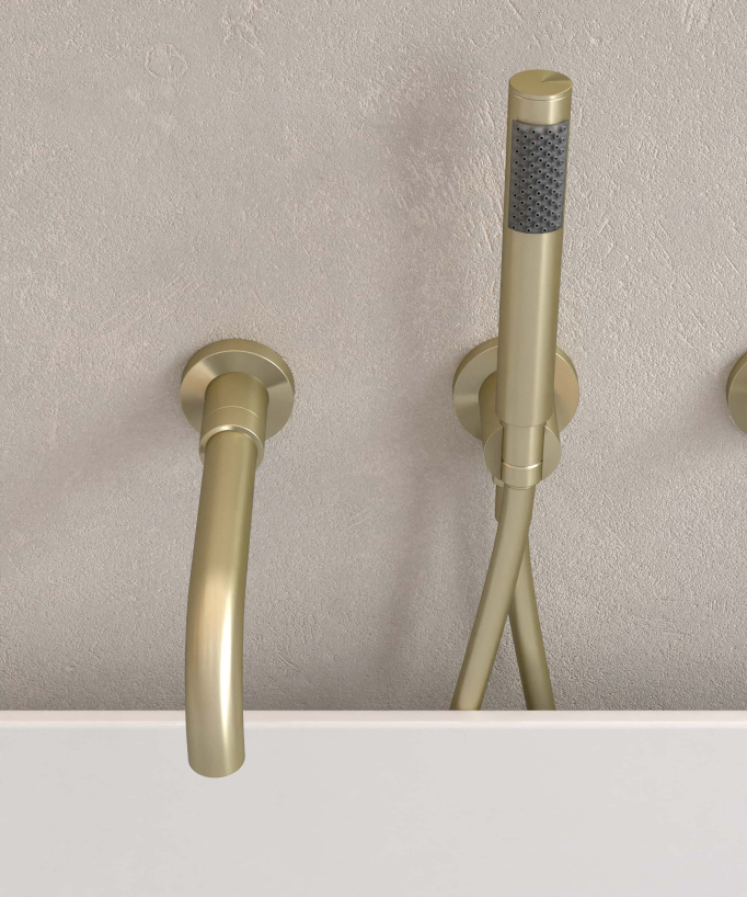 4-Hole Concealed Bath Mixer Tap - Brushed Gold - Corbeau
