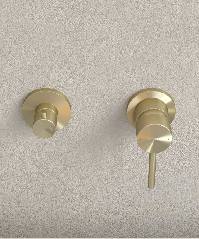 4-Hole Concealed Bath Mixer Tap - Brushed Gold - Corbeau