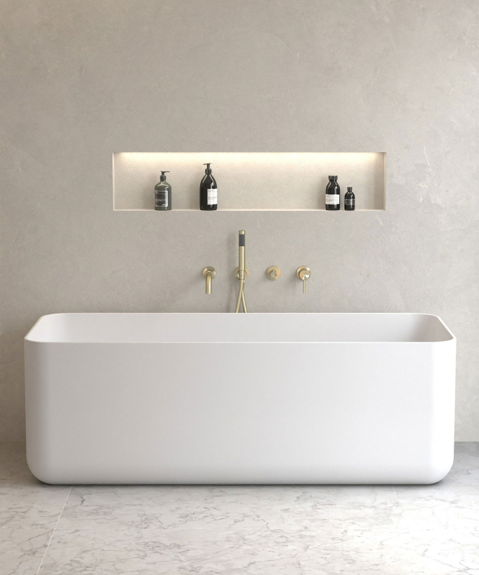 4-Hole Concealed Bath Mixer Tap - Brushed Gold - Corbeau