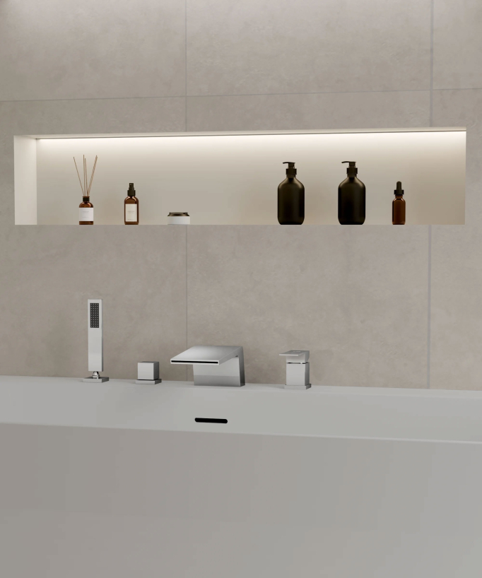 Deck-Mounted Bath Mixer - Chrome - Thilia