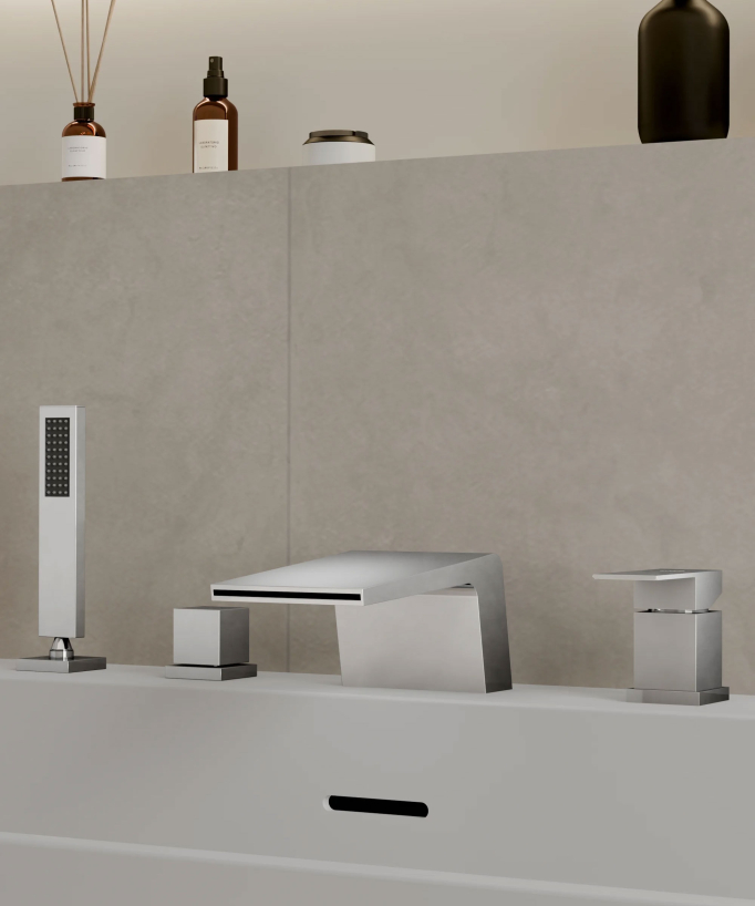 Deck-Mounted Bath Mixer - Chrome - Thilia