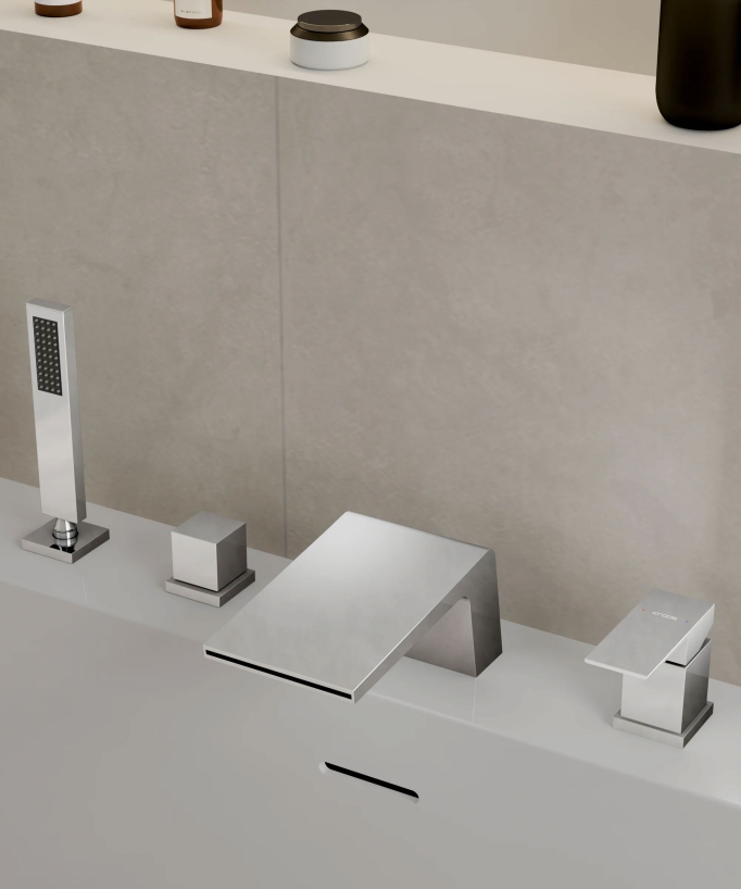 Deck-Mounted Bath Mixer - Chrome - Thilia