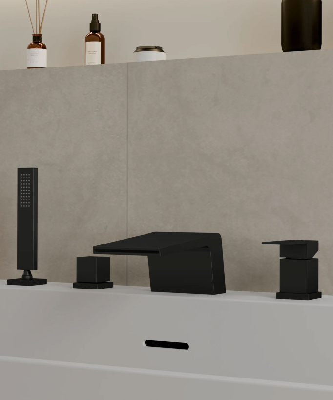 Deck-Mounted Bath Mixer - Black - Thilia