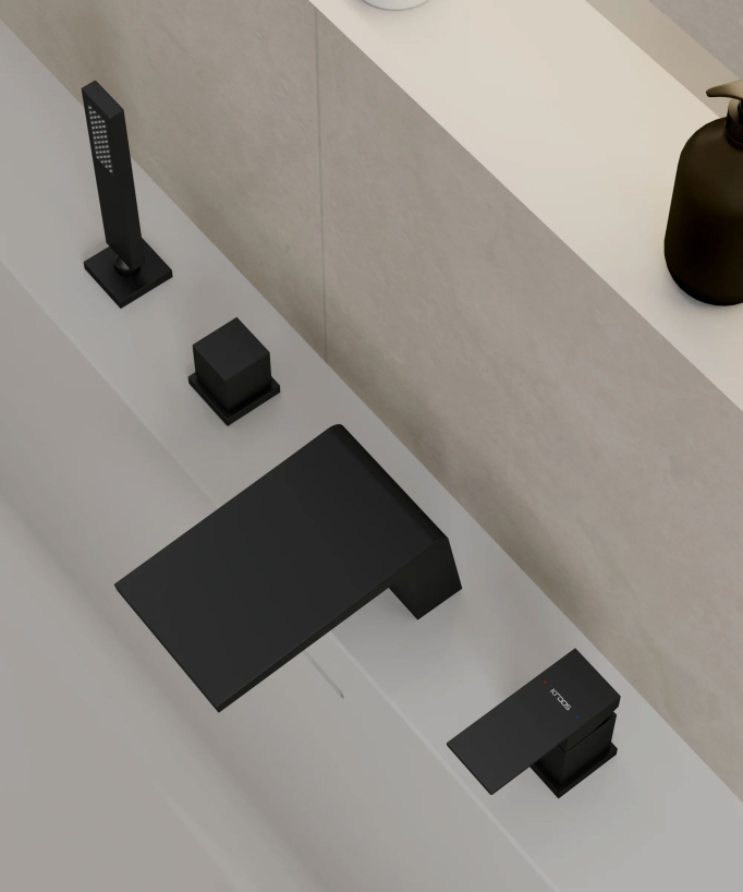 Deck-Mounted Bath Mixer - Black - Thilia