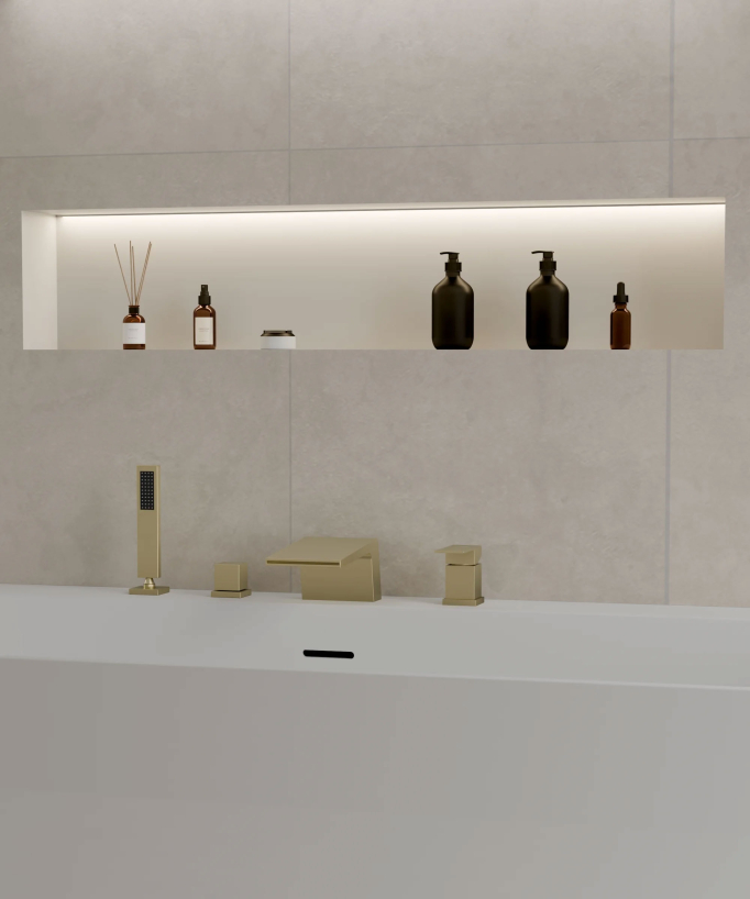 Deck-Mounted Bath Mixer - Brushed Gold - Thilia