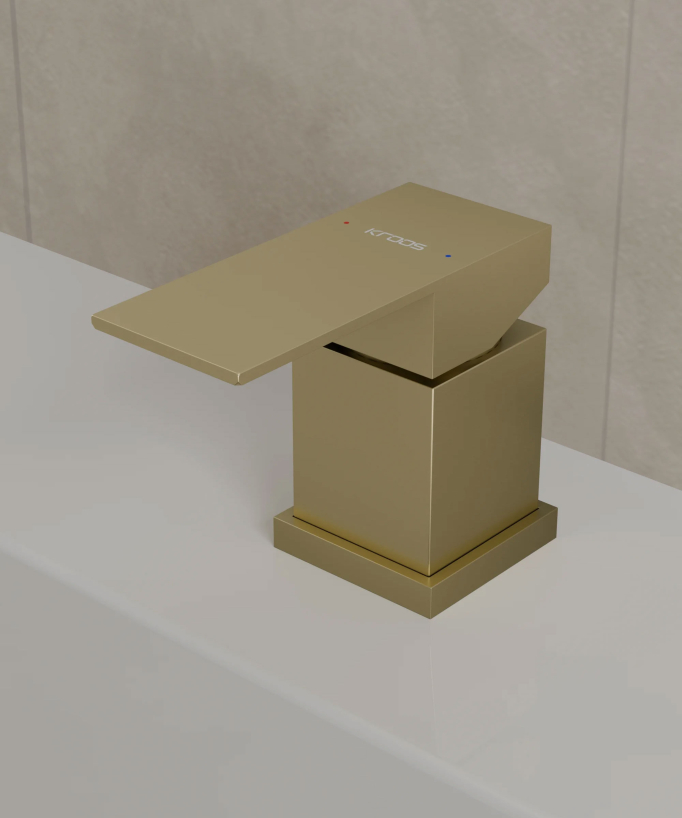 Deck-Mounted Bath Mixer - Brushed Gold - Thilia