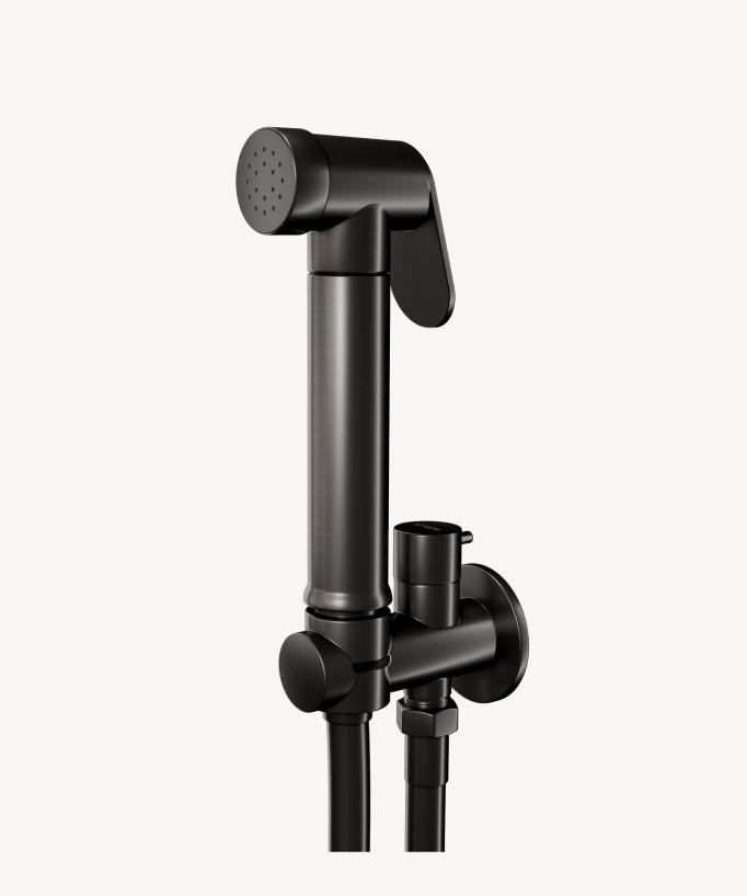 Round Wall-Mounted Bidet Shower Kit - Gunmetal