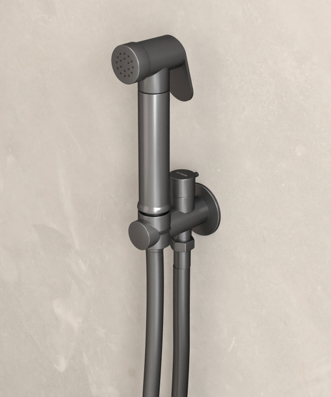 Round Wall-Mounted Bidet Shower Kit - Gunmetal