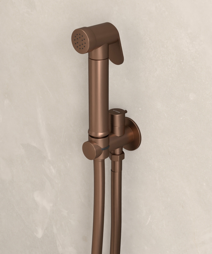 Round Wall-Mounted Bidet Shower Kit - Brushed Rose Gold