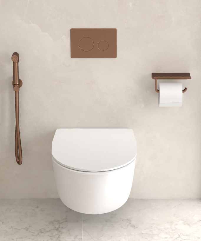 Round Wall-Mounted Bidet Shower Kit - Brushed Rose Gold